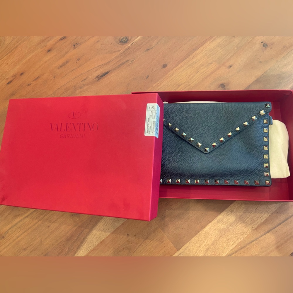 Valentino rock stud calfskin pouch